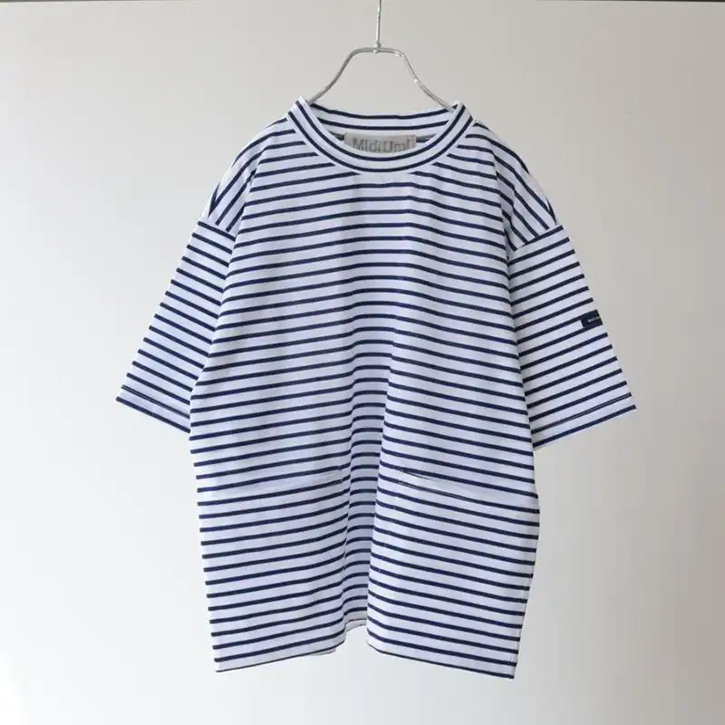 MidiUmi サイドポケットボーダーTシャツ/OWH＊BL31 【日本製】